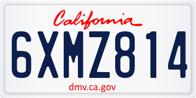 CA license plate 6XMZ814