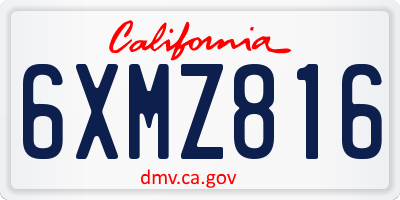 CA license plate 6XMZ816