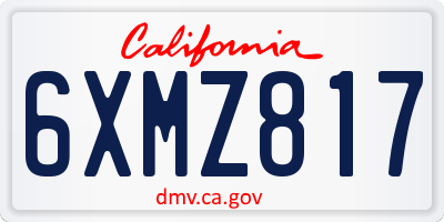 CA license plate 6XMZ817