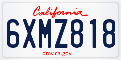 CA license plate 6XMZ818