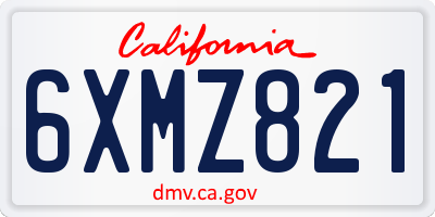 CA license plate 6XMZ821