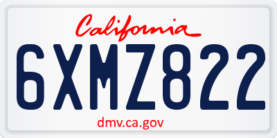 CA license plate 6XMZ822