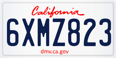 CA license plate 6XMZ823