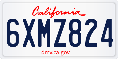 CA license plate 6XMZ824