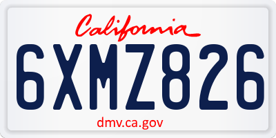 CA license plate 6XMZ826