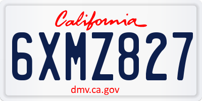 CA license plate 6XMZ827