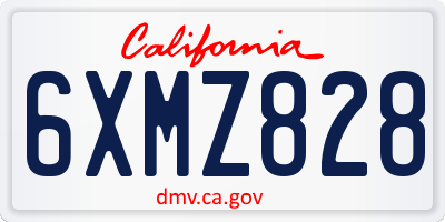 CA license plate 6XMZ828