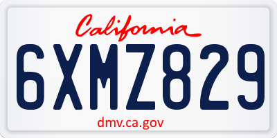 CA license plate 6XMZ829