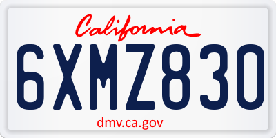 CA license plate 6XMZ830