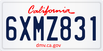 CA license plate 6XMZ831