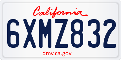 CA license plate 6XMZ832