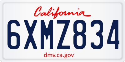 CA license plate 6XMZ834