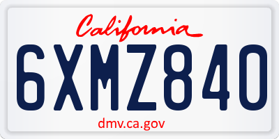 CA license plate 6XMZ840