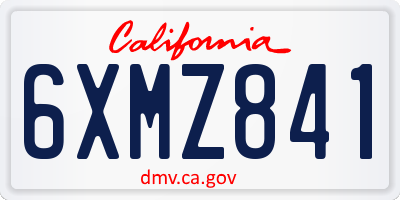 CA license plate 6XMZ841