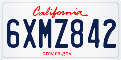 CA license plate 6XMZ842