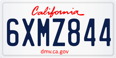 CA license plate 6XMZ844
