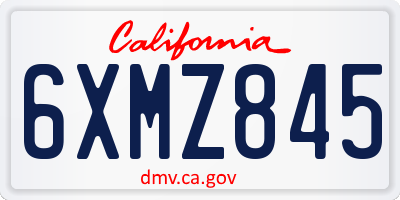 CA license plate 6XMZ845