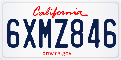 CA license plate 6XMZ846