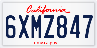 CA license plate 6XMZ847