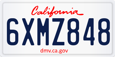 CA license plate 6XMZ848