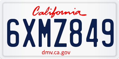 CA license plate 6XMZ849