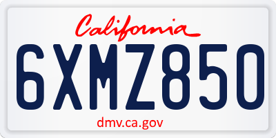 CA license plate 6XMZ850