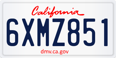 CA license plate 6XMZ851