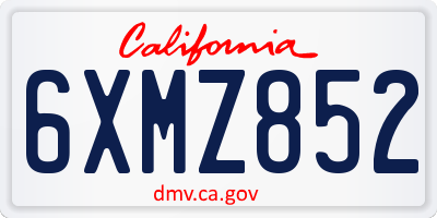 CA license plate 6XMZ852