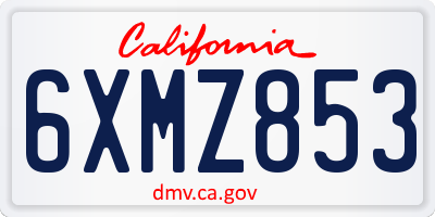 CA license plate 6XMZ853