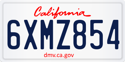CA license plate 6XMZ854