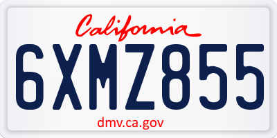 CA license plate 6XMZ855