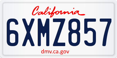 CA license plate 6XMZ857