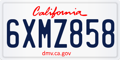 CA license plate 6XMZ858