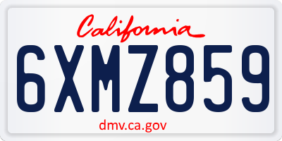 CA license plate 6XMZ859