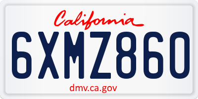 CA license plate 6XMZ860