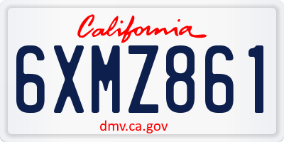 CA license plate 6XMZ861