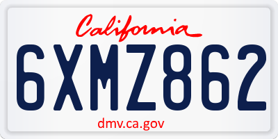 CA license plate 6XMZ862