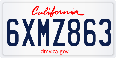 CA license plate 6XMZ863
