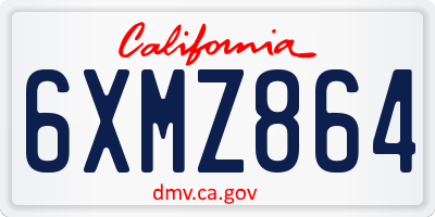 CA license plate 6XMZ864