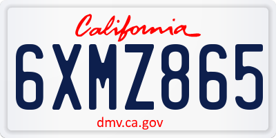 CA license plate 6XMZ865