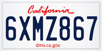 CA license plate 6XMZ867