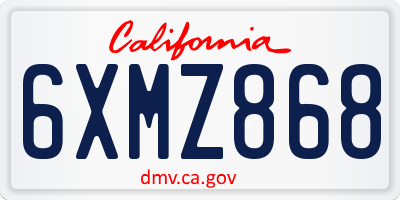 CA license plate 6XMZ868