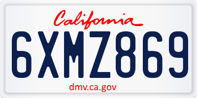 CA license plate 6XMZ869