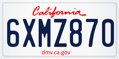 CA license plate 6XMZ870