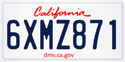 CA license plate 6XMZ871