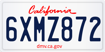 CA license plate 6XMZ872