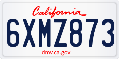CA license plate 6XMZ873