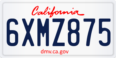 CA license plate 6XMZ875