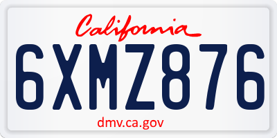 CA license plate 6XMZ876