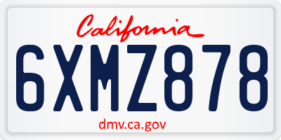 CA license plate 6XMZ878